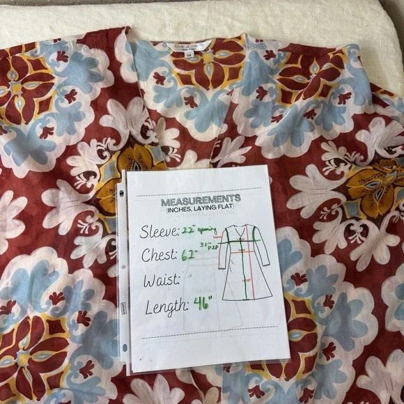 Womens Bohemian Floral Longline Kimono Open Duster Cardigan One Size Resort Pool - Picture 6 of 9